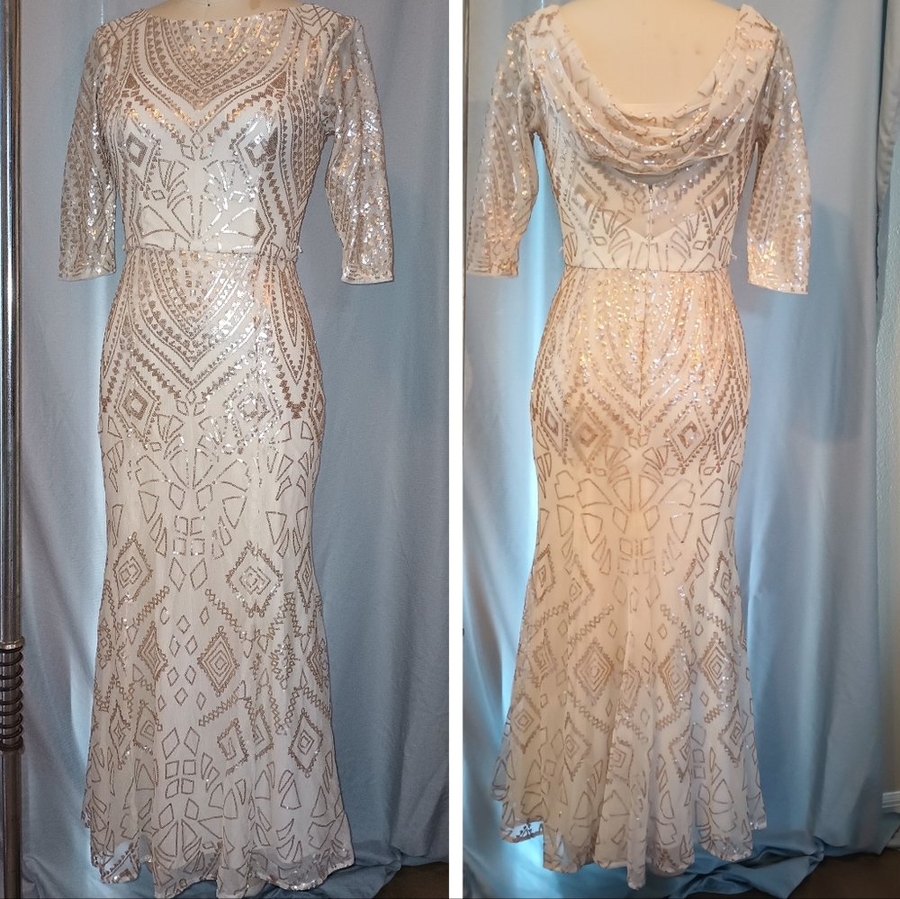 Angelina Faccenda Champagne Midi Dress size 10